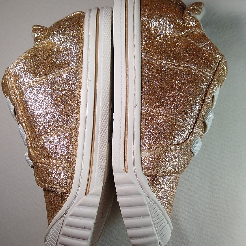 NWOT Wonder Nation size 7 tiny baby sneakers - Glittery Gold - Picture 5 of 7